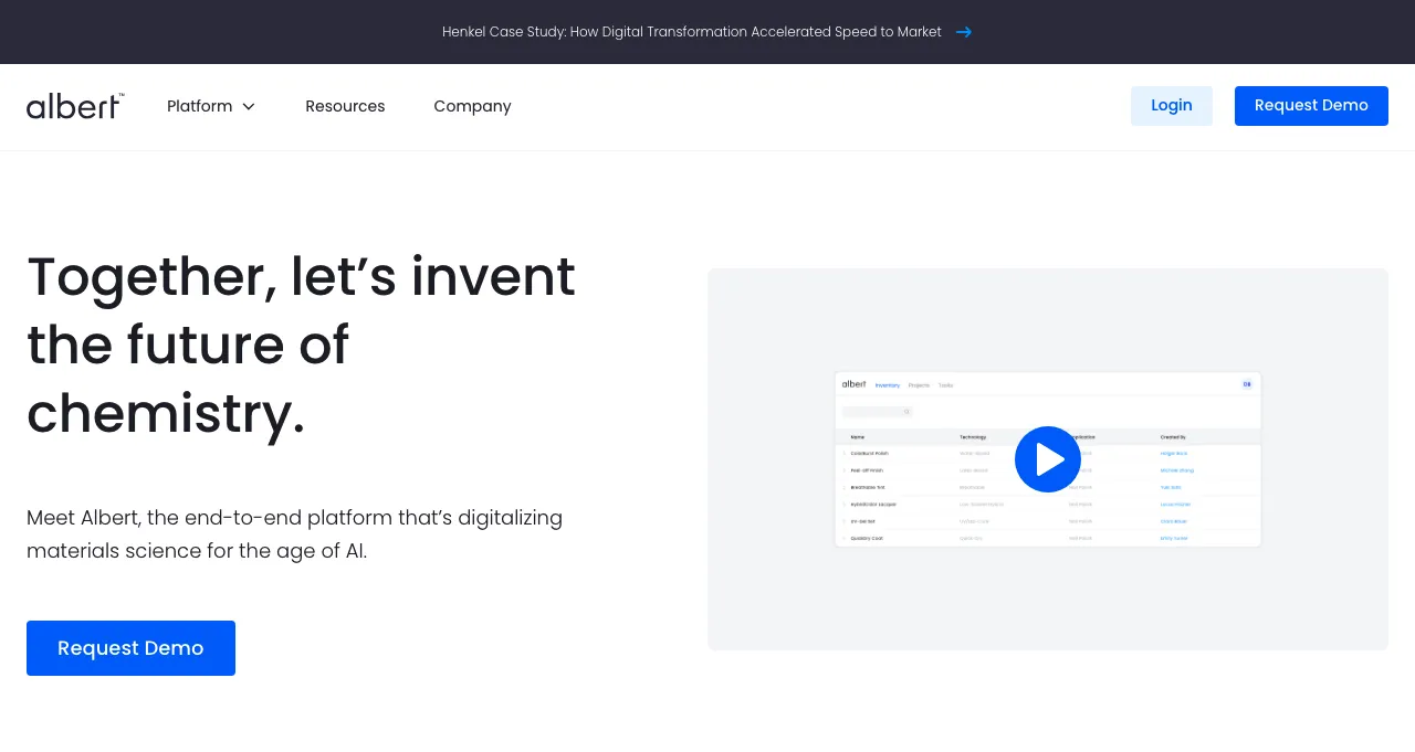 Albert Invent Albert Invent:用AI平台颠覆化学行业的新希望